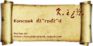 Koncsek Árpád névjegykártya