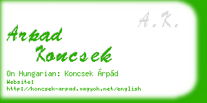 arpad koncsek business card
